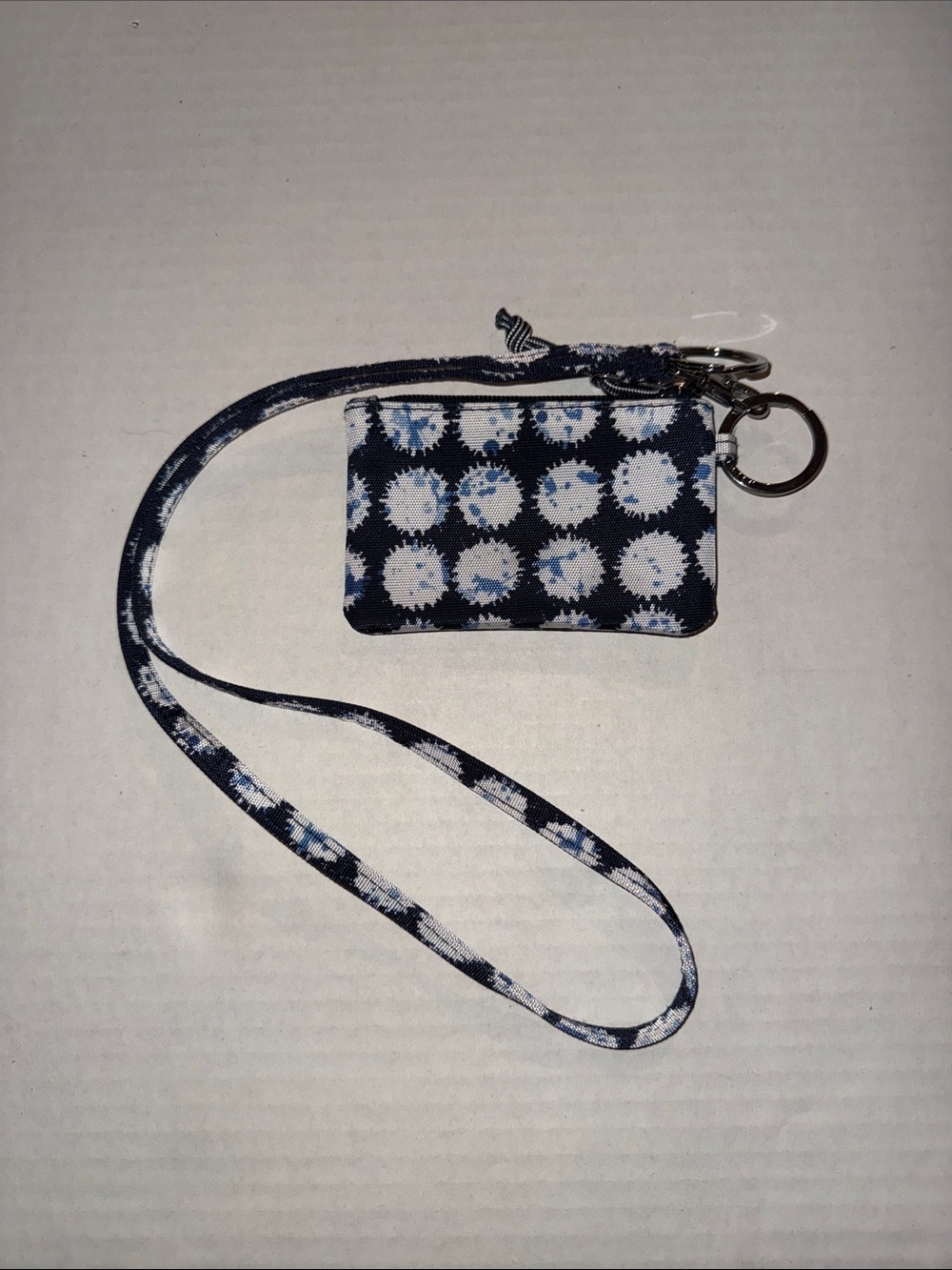 Vera Bradley Navy Blue and White Lanyard Cardholder